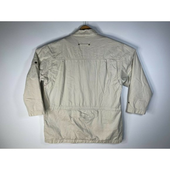 Vintage 90s Woolrich Beige Cotton Utility Work Jacket Mens Size Large Made in Ma - Picture 9 of 10